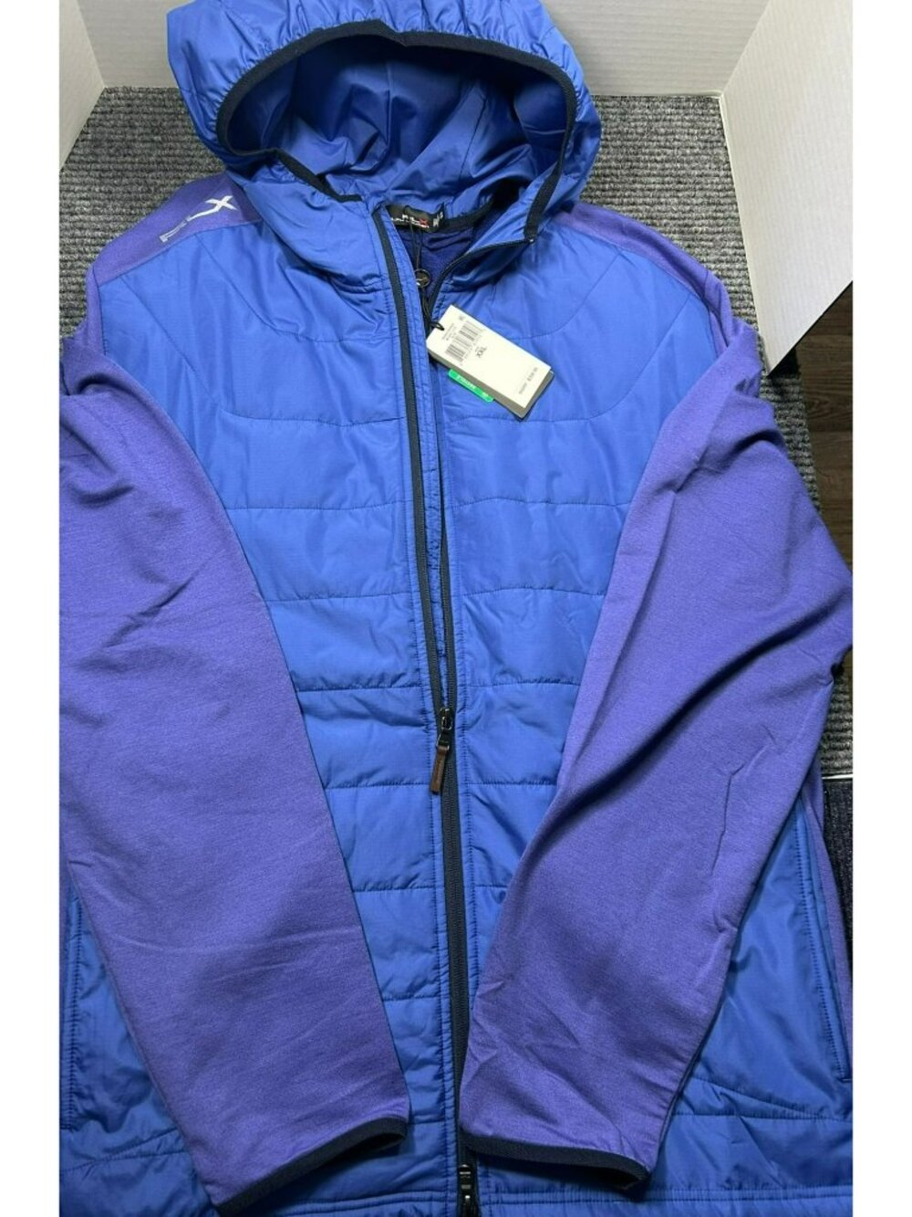 RLX Ralph Lauren Golf Hybrid Full-Zip Hoodie Jacket Blue Large NWT! $268